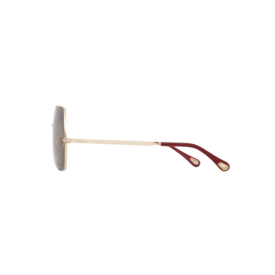 occhiali Chloé aviator, occhiali da sole quadrati donna, occhiali metallo gold, occhiali con lenti sfumate, Chloé sunglasses 2025

