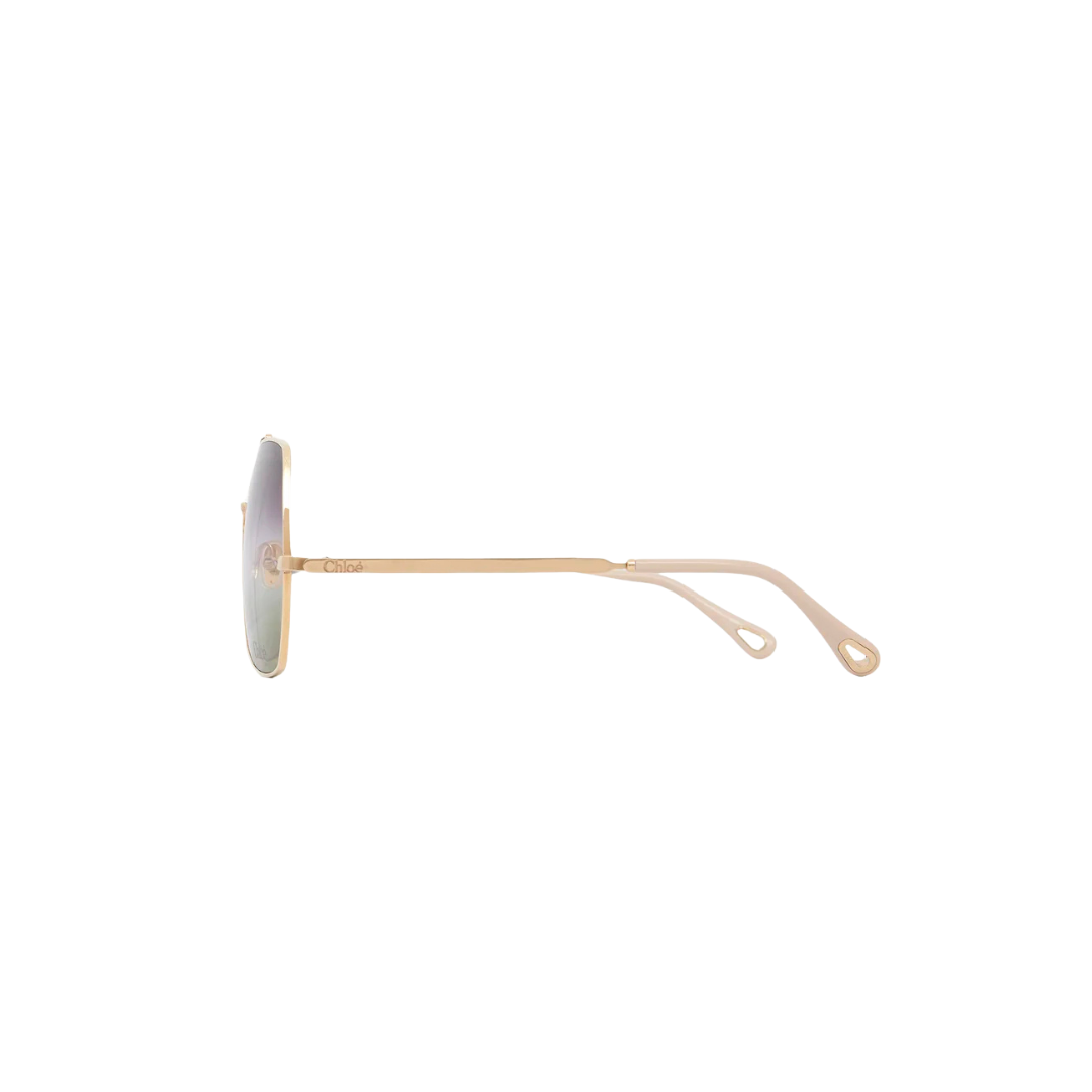occhiali Chloé aviator, occhiali da sole quadrati donna, occhiali metallo gold, occhiali con lenti sfumate, Chloé sunglasses 2025

