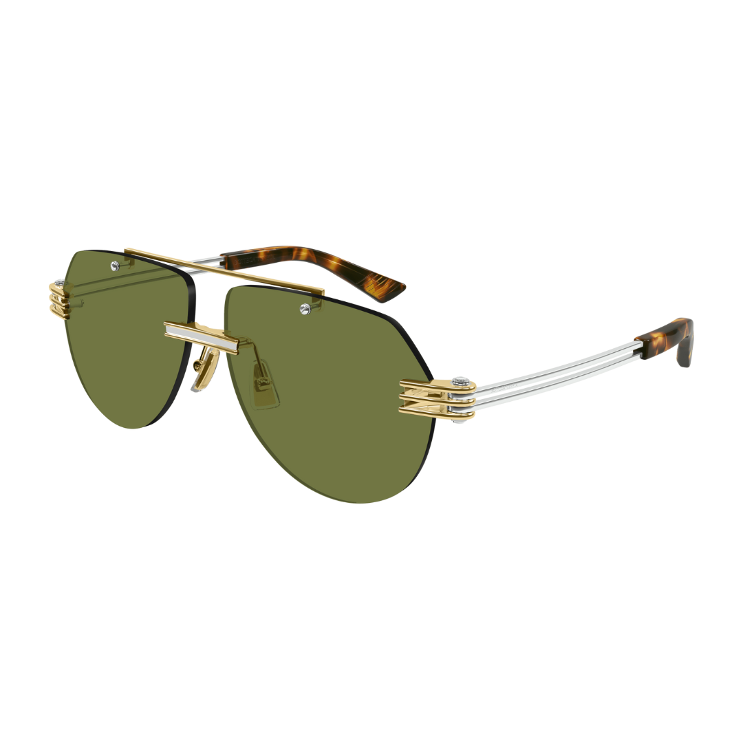 occhiali Bottega Veneta BV1342S, occhiali da sole uomo di lusso, Bottega Veneta lenti verdi, occhiali dorati Bottega, BV1342S 003 sunglasses, occhiali moda 2025, luxury eyewear uomo, occhiali esclusivi Bottega

