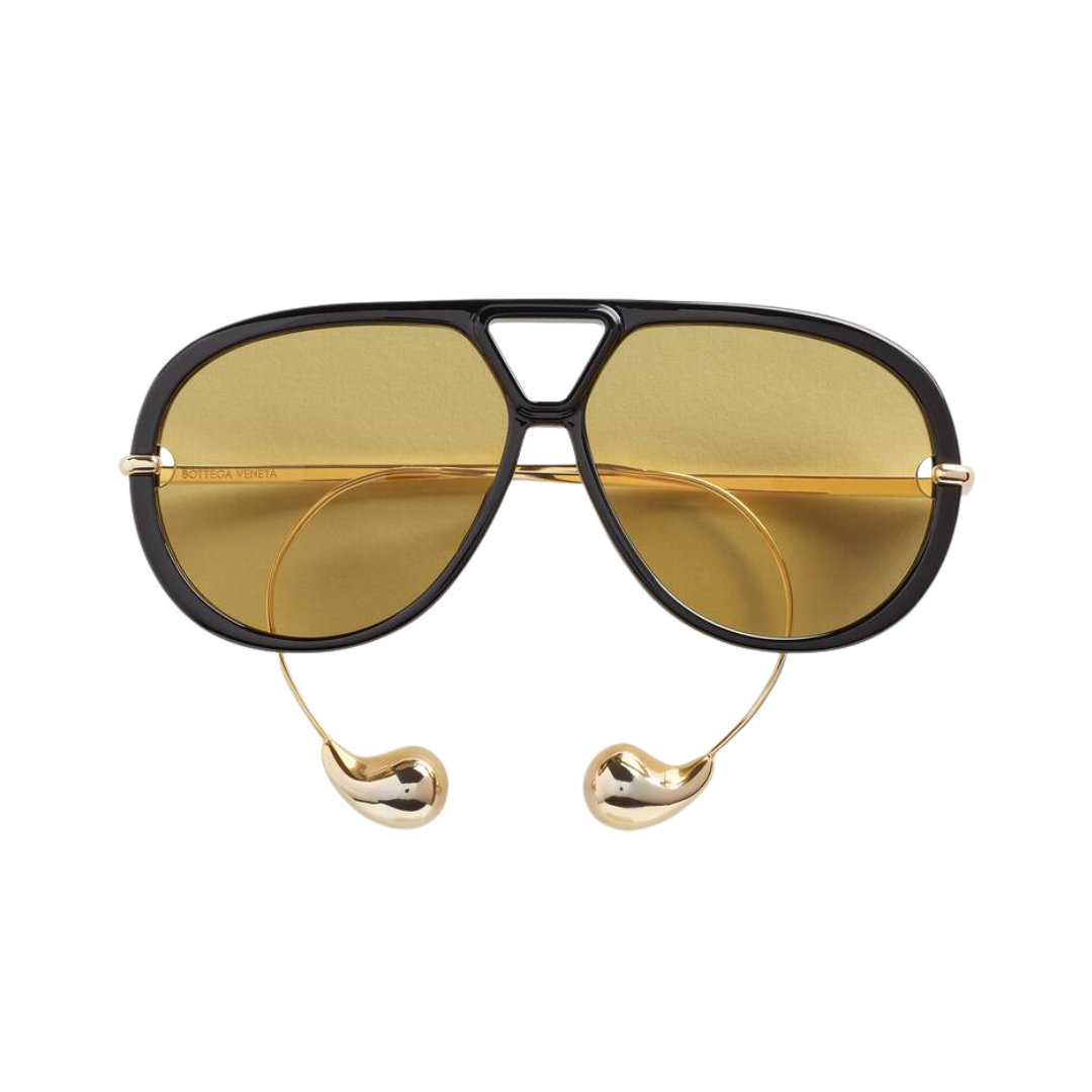 Bottega Veneta BV1273S, occhiali aviator riciclati, occhiali da sole sostenibili, occhiali Bottega Veneta uomo donna, acetato rinnovabile, aste a goccia

