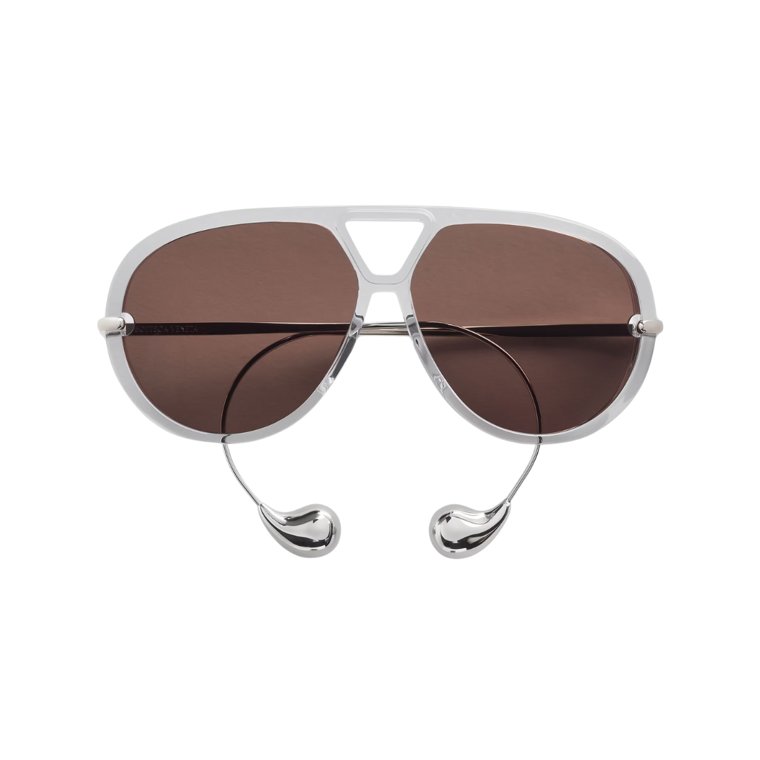 Bottega Veneta BV1273S, occhiali aviator riciclati, occhiali da sole sostenibili, occhiali Bottega Veneta uomo donna, acetato rinnovabile, aste a goccia

